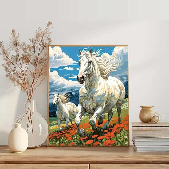 Paint by Numbers Kit for Adults Horse- Horses Adult Paint by Number Kits on Canvas, DIY Acrylic Oil Painting Kits for Wall Decoration {4}