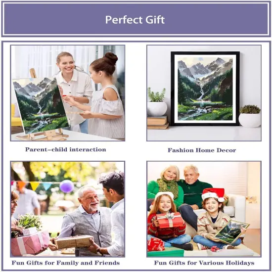 Paint by Number Mountains waterfall DIY Painting On Canvas, Paintwork with Paintbrushes Acrylic Paints,Perfect for Paint by Numbers for Adults and Kids Students Beginner {4}