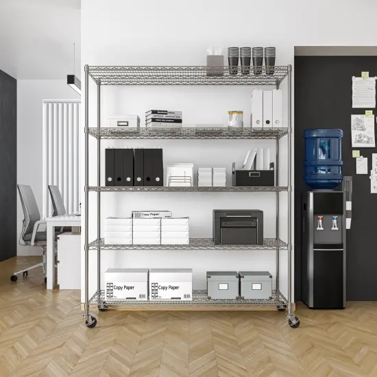 Seville Classics UltraDurable 5-Tier NSF Steel Shelving, 60" W x 24" D x 76" H Plated steel {5}