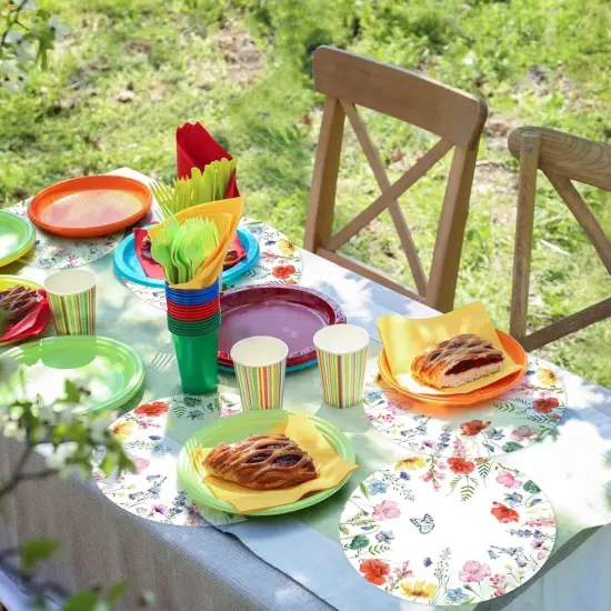 Paper Placemats Disposable 50 Pack Spring Flowers Place Mats 13.4 Inch Round Decorative Butterfly Wildflower Table Mats for Spring Birthday Bridal Wedding Party Supplies {5}