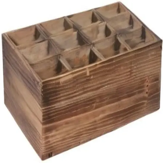 Farmhouse Wooden Storage Crate for Decoration 13 x 10 inches, Rustic Beer Holder Box, Wood Crate Box for Crafts, Beverage Serving Caddy with Carrying Handles {5}