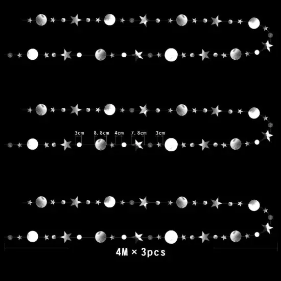 Silver Star Garland Party Decorations Twinkle {4}