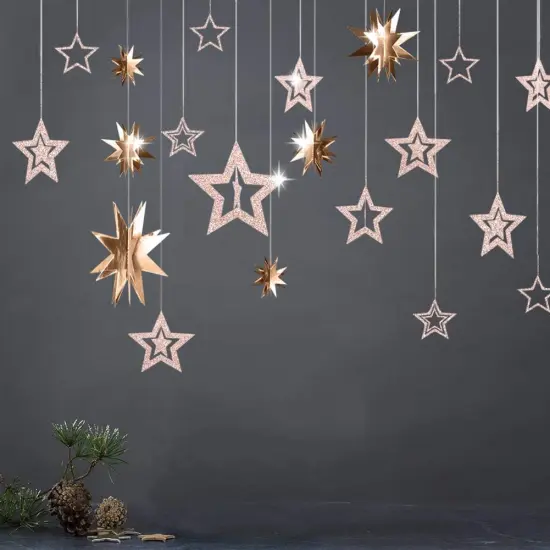 Hanging Twinkle Little Star Party Decorations Gold {1}