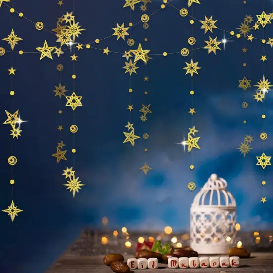 Cheerland Glitter Gold Star Garland Party Decoration {4}