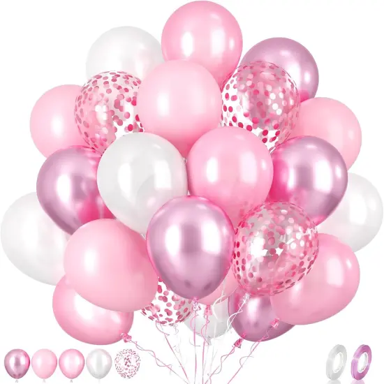 60 Pcs 12 Inch Pearl Pink Balloons (Pink) {1}