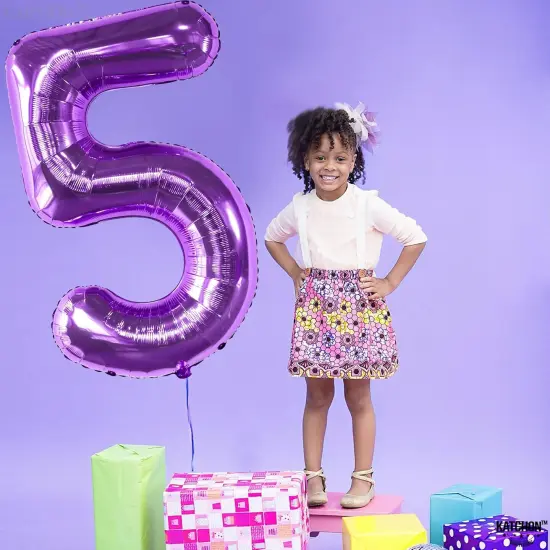 40 Inch | Mylar Purple Number 5 Balloon(purple) {5}