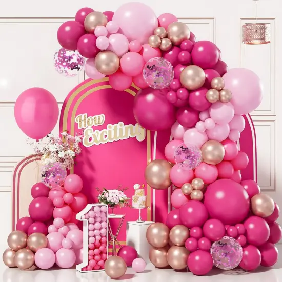 131PCS Pink Balloons Arch Kit ( Hot Pink) {6}