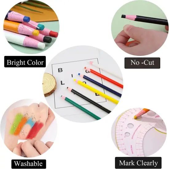 Sewing Tools Kit - 20Pcs Tailors Chalk, 6Pcs Fabric Pencils,and 10Pcs Heat Erasable Fabric Markers {4}