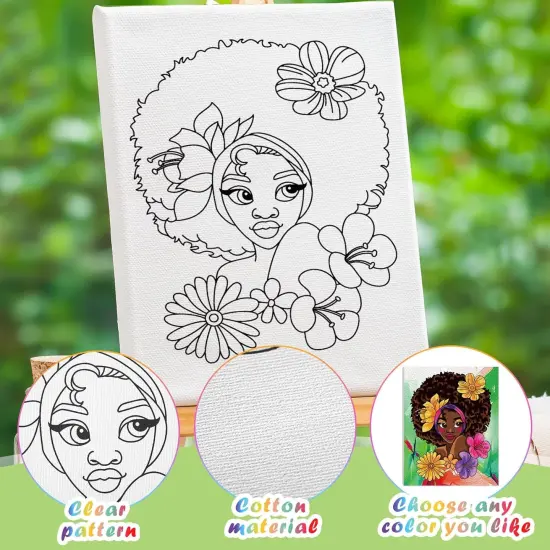 10 Pcs Afro Queen Pre Drawn Canvas - 8 x 10 Inch {3}