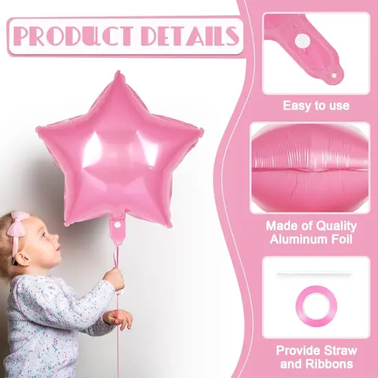 20 Pcs Star Balloons,18 Inch Pink Star Foil Balloons(pink) {1}