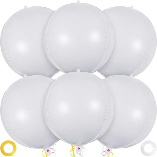 6 Pcs White Foil Mylar Balloons(white) {1}