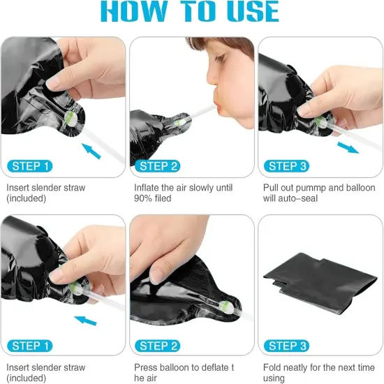 16 Inch Black Letter Balloons Mylar Foil(black) {3}