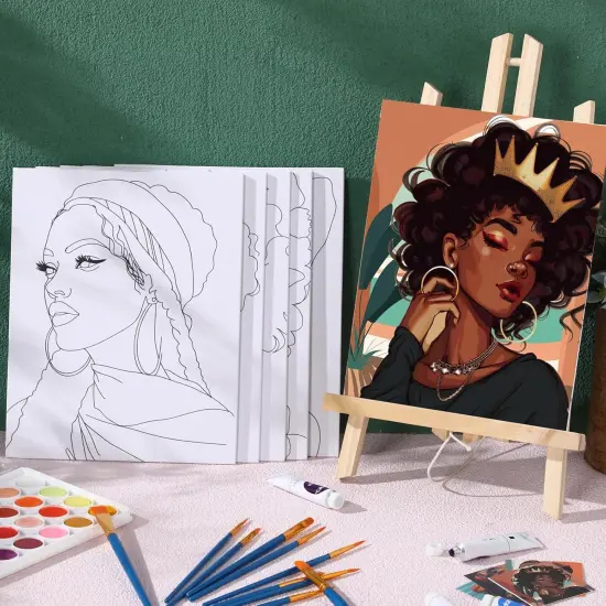 12 Pcs Pre Drawn Canvas - 8 x 10 Inch (Retro Style) {2}