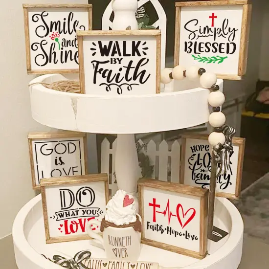 Small Stencils for Painting on Wood Reusable, 3 Inch Reusable Stencil for Craft Ornament Paint Template Stencils for Wall Card Rock Wood Signs Coasters Canvas Home Decor (Bible Words) {5}