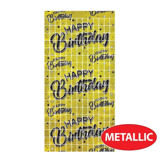 6 Pack Bulk Happy Birthday Party Metallic Square Curtain {6}
