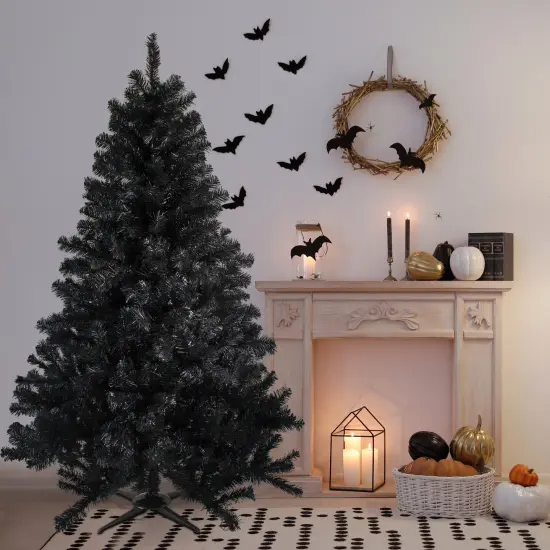 Northlight Full Colorado Spruce Artificial Halloween Tree - 6' - Black - Unlit {1}