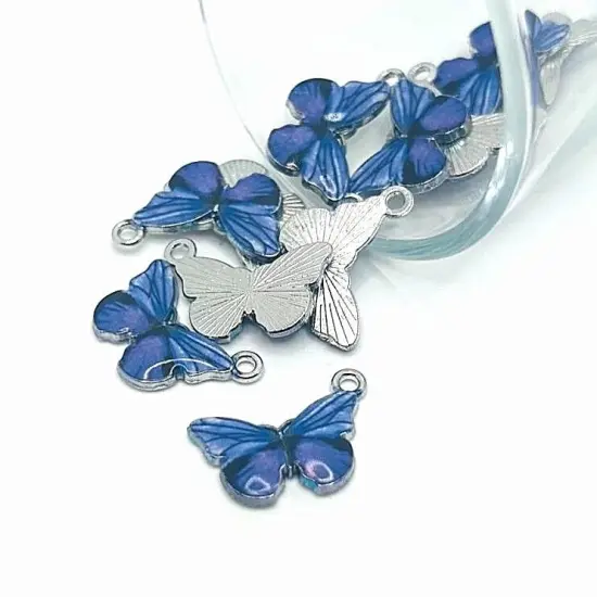 1, 4, 20 or 50 Pieces: Blue and Purple Butterfly Charms {1}