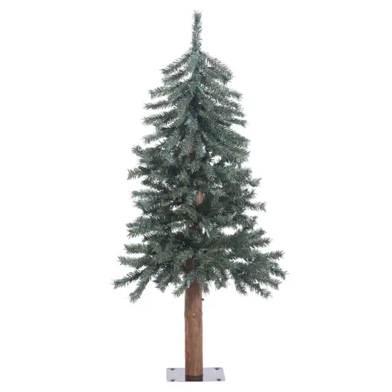 Vickerman 3' Unlit Natural Bark Alpine Artificial Christmas Tree - Metal Base Green {1}