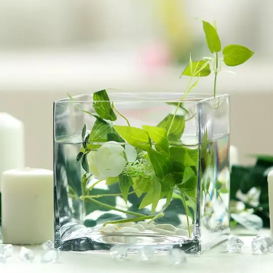 6 pcs 6-Inch tall Clear Glass Cube Vases Centerpieces Wedding Party Supplies {3}