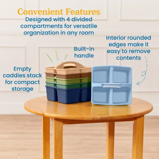 4-Compartment Medium Caddy, Storage Organizer, 6-Pack Earthtone {5}