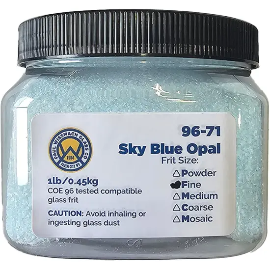 Wissmach Frit Fine Sky Blue 96-71 1Lb. Jar 96 COE {2}