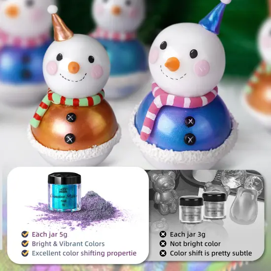 LET'S RESIN Chameleon Powder, 10 Jar Color Shift Mica Powder for Epoxy Resin/Tumbler, Saturated Color Shifting Chrome Pigment Powder for Painting,Slime,Nails {3}