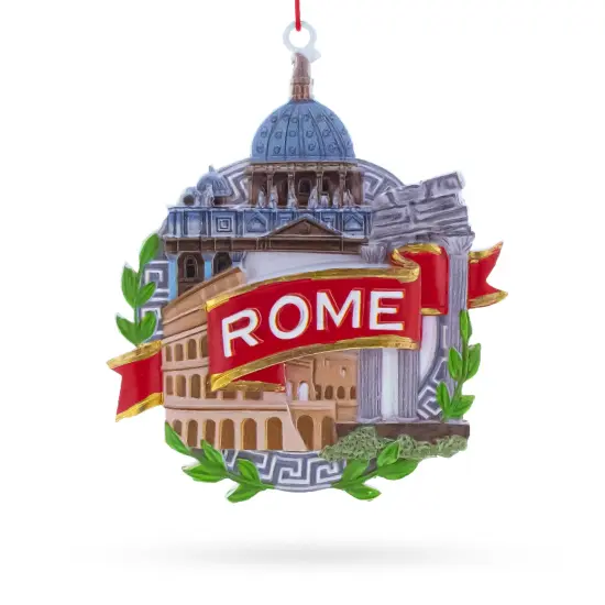 Rome Colosseum and St. Peter's Basilica, Italy Resin Christmas Ornament {1}