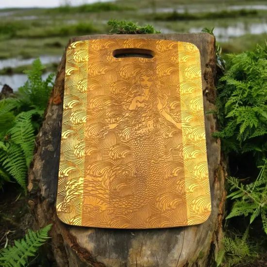 Mermaid Cutting Board 14''x9.5''x.5'' Bamboo {4}
