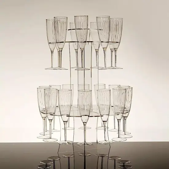 21" Clear 3-Tier Round Acrylic Champagne Glass Flute Holder DISPLAY STAND Party {2}