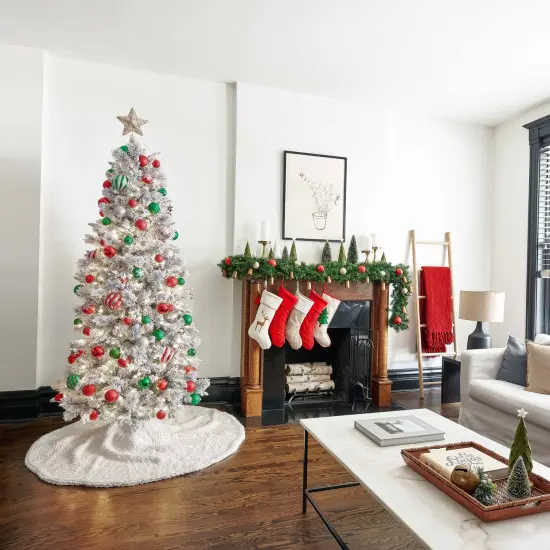 Cozy Chunky Knit Christmas Tree Skirt - Ivory, 60" {2}