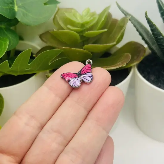 1, 4, 20 or 50 Pieces: Purple Striped Butterfly Charms {2}