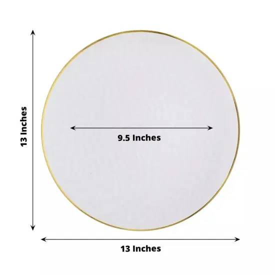 6 Clear 13 in Round Hammered Plastic CHARGER PLATES Gold Trim Party Decorations {3}