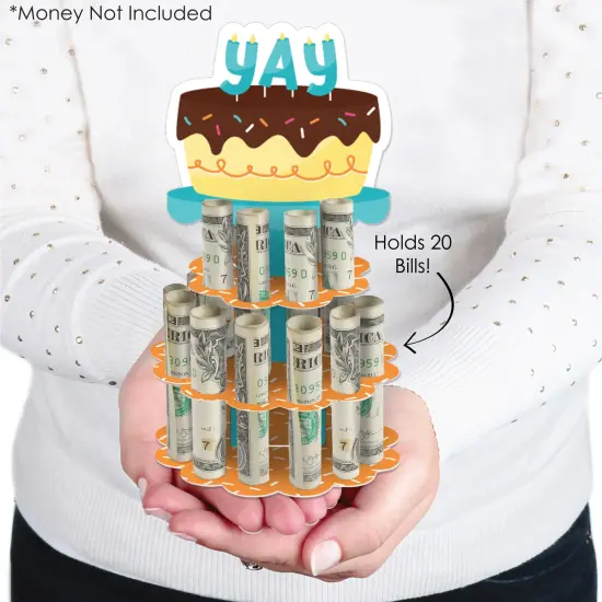 Big Dot of Happiness Colorful Happy Birthday - DIY Birthday Party Money Holder Gift - Cash Cake {3}