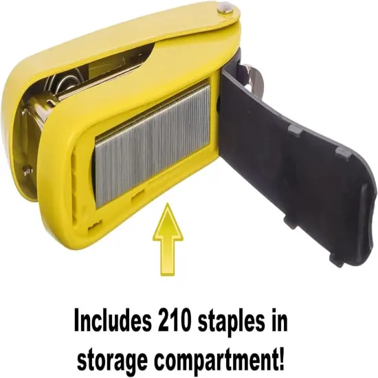 Aria-Plus Half-Strip Mini Stapler - Durable, Compact, and Colorful Stapler for Office and Travel Use, Compatible with Standard 26/6 Staples, Yellow {2}