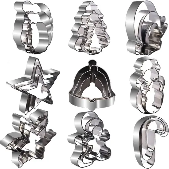 Christmas Cookie Cutters Set 27 Pcs Snowman Tree Santa Bells Gingerbread {4}