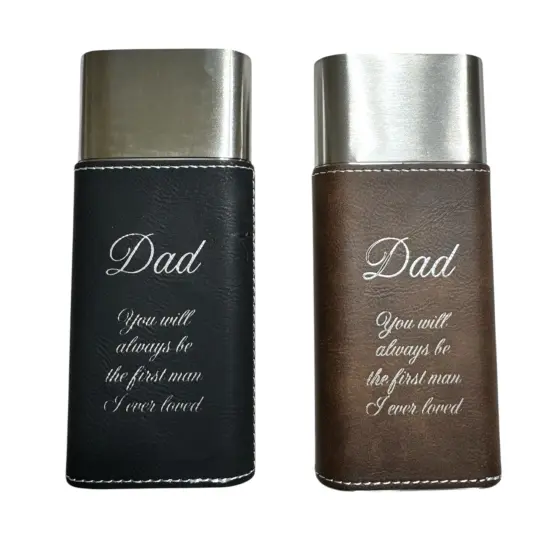 Cigar Case with Cutter - Dad you will always be the first man Leatherette Black/Silver {2}