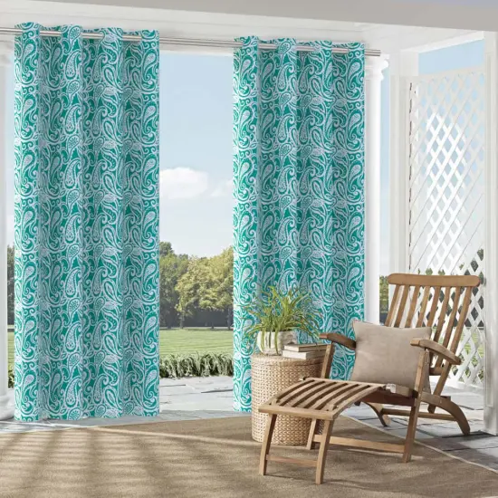 Caribbean - Aqua & Teal Paisley Upholstery Fabric 54 Inches" {2}