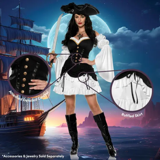 UNDERWRAPS Sexy Womens Pirate Costume - Buccaneer Dress Pirate Halloween Costumes Women (Womens Medium (8-10) {3}