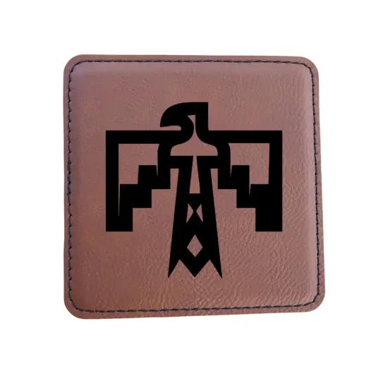Coaster - Thunderbird Native American - SET OF 2 - Leather or Stitched Cork Stitched Cork/Black {4}