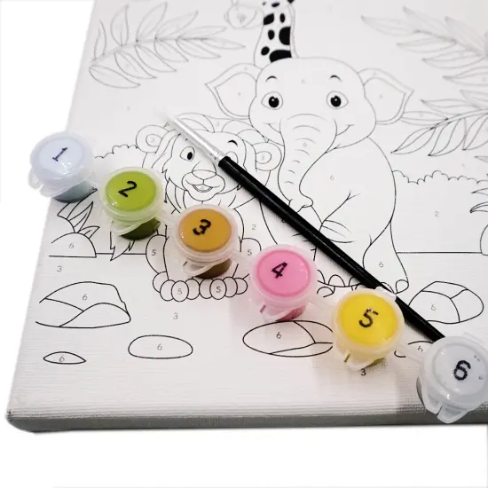 Angels Craft Paint by Number Canvas Set - Safari Spirit | Includes: 1 Pre-printed Canvas, 6 Acrylic Paint pots, 1 Artist Brush {4}