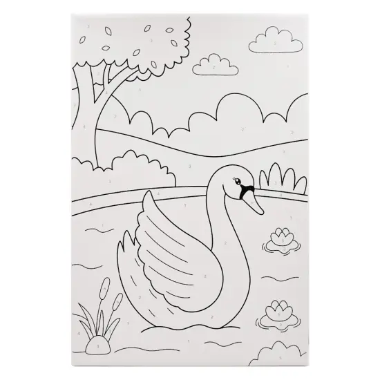 Angels Craft Paint by Number Canvas Set - Lily Pond Swan | Includes: 1 Pre-printed Canvas, 6 Acrylic Paint pots, 1 Artist Brush {2}