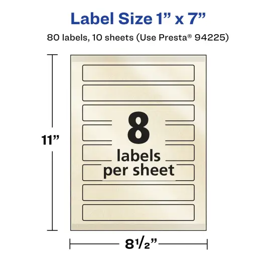 Avery Pearlized Ivory Rectangle Labels with Sure Feed Technology, Print-to-the-Edge, 1" x 7" {5}