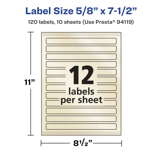 Avery Pearlized Ivory Rectangle Labels with Sure Feed Technology, Print-to-the-Edge, 5/8" x 7-1/2" {5}
