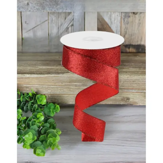 1.5" Shimmer Glitter Ribbon: Red (10 Yards) {2}
