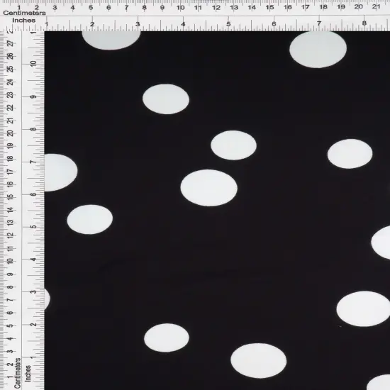 1 Yard Rayon Challis Polka Dots Print Fabric, 54&Prime; Wide IVORY/BLACK {5}