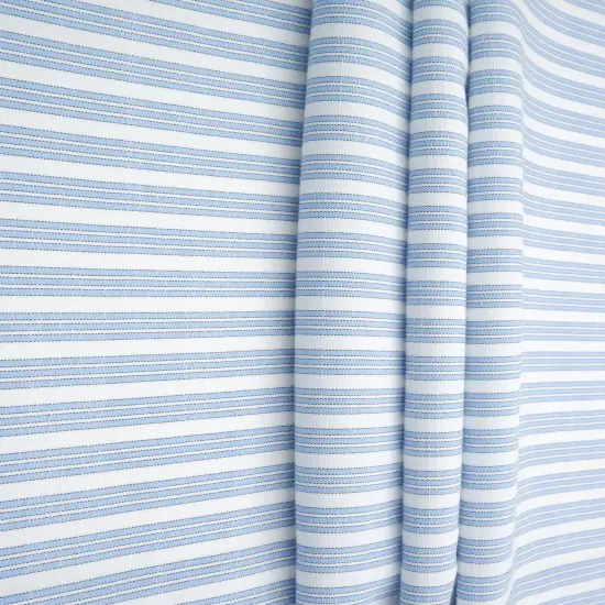 1 Yard Poplin Triple Stripe Fabric 57/58&Prime; Wide Polyester Rayon Blend BLUE LT {6}