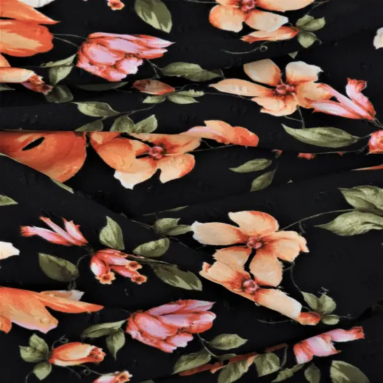 1 Yard CEY Airflow Swiss Dot Floral Print Fabric 58/59&Prime; Wide 100% Polyester SAND {2}