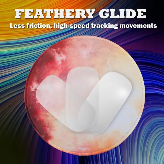 Insten Round Galaxy Mouse Pad for Home Office Gaming Computer Desk, Smooth Non Slip Rubber Moon Mat, Yellow Mars {2}