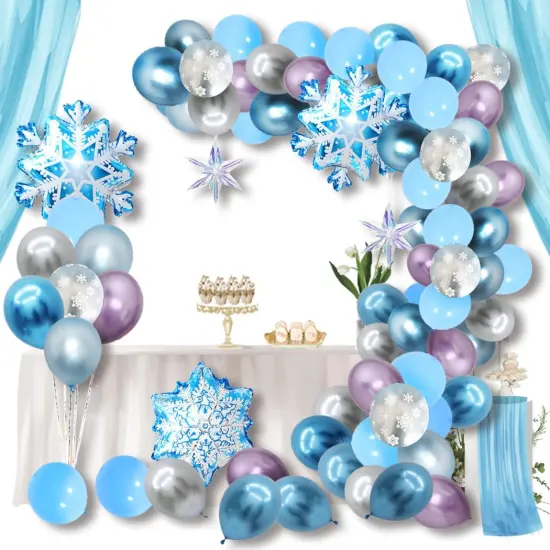Snowflakes Balloon Garland Arch Kit Princess Winter Birthday Party Supplies Wonderland Girl Baby Party Decoration {1}