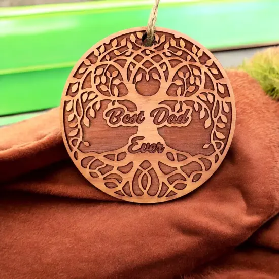 Best Dad Ever Celtic Tree of Life - Cedar Ornament {2}